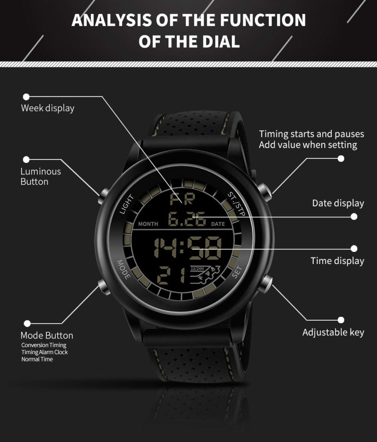 SANDA  411 Multifunctional Wports Watch Male Youth Fashion Model Male Waterproof Student Electronic Watch