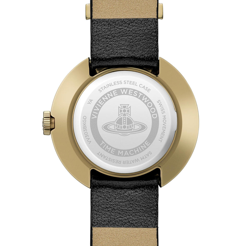 Vivienne Westwood Rebel 30mm Gold Dial Leather Ladies Quartz Watch VV303BKGD